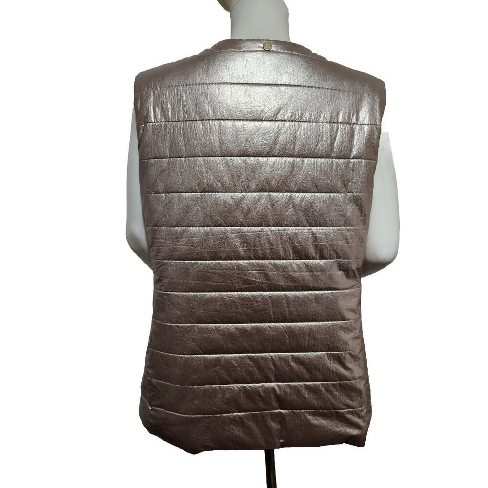 Tommy Bahama Women’s Metallic Zip Snap Puffer Vest Balboa Mist Size S NWT --5 - Picture 3 of 8
